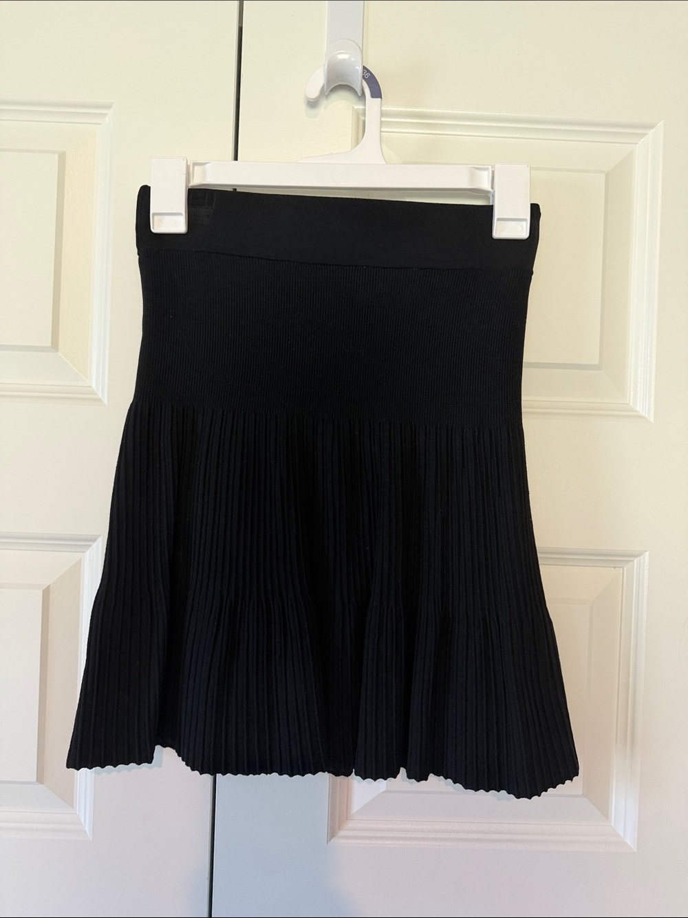 French Connection Black Pleated Knit Mini Skirt